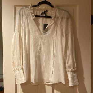 BCBG Max Azria white shimmery top/blouse